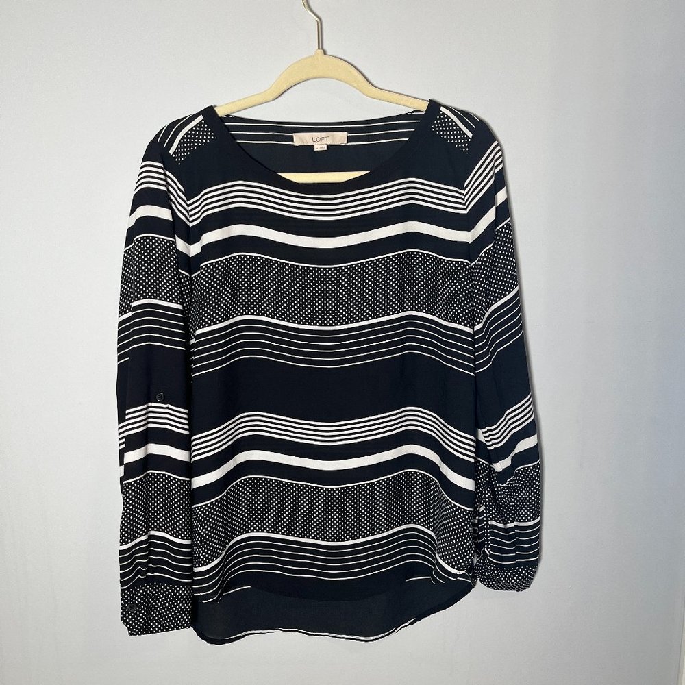 Ann Taylor LOFT Patterned Womens Classic Office Casual Blouse Size M